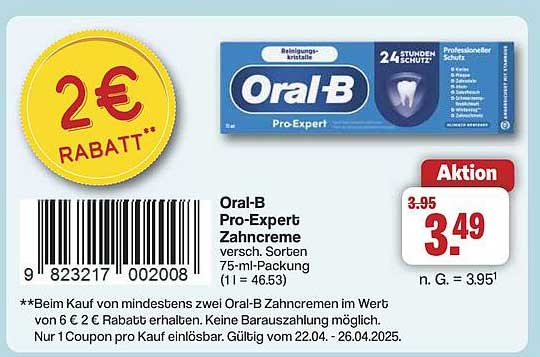 Oral-B Pro-Expert Zahncreme 75 ml - jetzt für 3,49 €