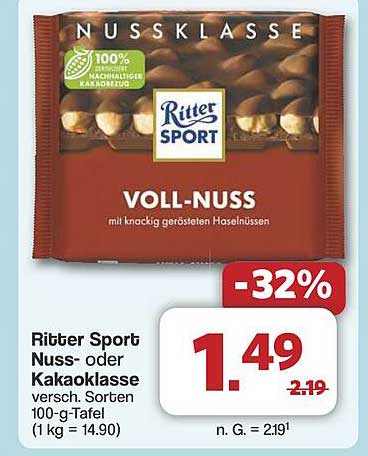 Ritter Sport Voll-Nuss 100 g Tafel