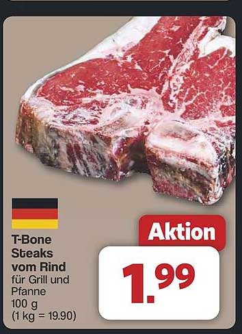 T-Bone Steaks vom Rind für Grill und Pfanne