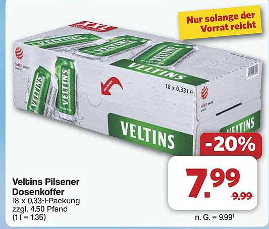 Veltins Pilsener Dosenkoffer 18 x 0,33 l - Nur für kurze Zeit!