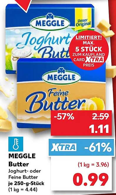 MEGGLE Butter Joghurt- oder Feine Butter je 250-g-Stück