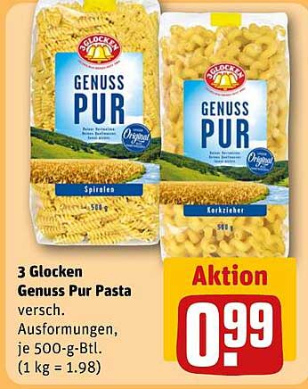3 Glocken Genuss Pur Pasta – versch. Ausführungen, je 500-g-Btl.