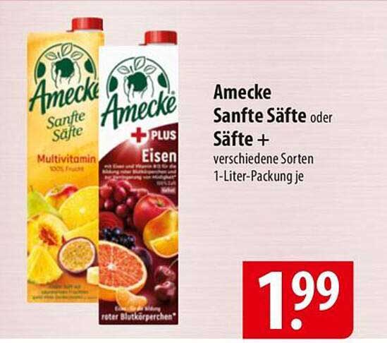 Amecke Sanfte Säfte oder Säfte + verschiedene Sorten 1-Liter-Packung je