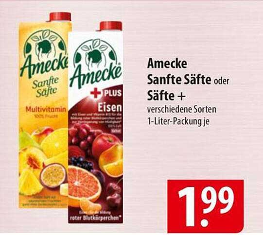 Amecke Sanfte Säfte oder Säfte + verschiedene Sorten 1-Liter-Packung je