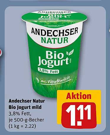 Andechser Natur Bio Jogurt mild 3,8% Fett