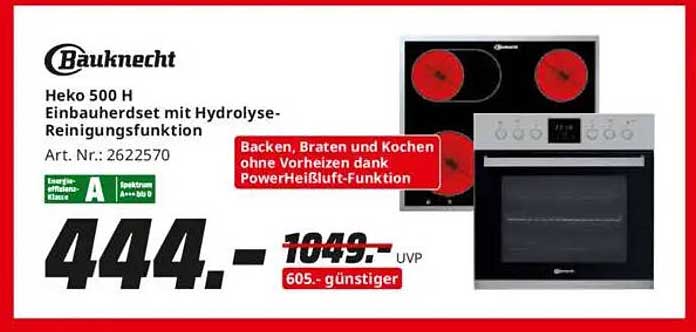 Bauknecht Heko 500 H Einbauherdset mit Hydrolyse-Reinigungsfunktion