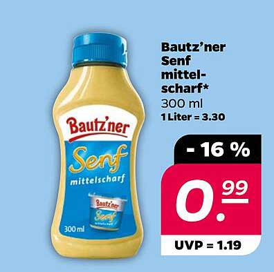Baut’zner Senf mittelscharf 300 ml