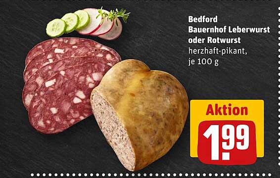 Bedford Bauernhof Leberwurst oder Rotwurst, herzhaft-pikant, je 100 g