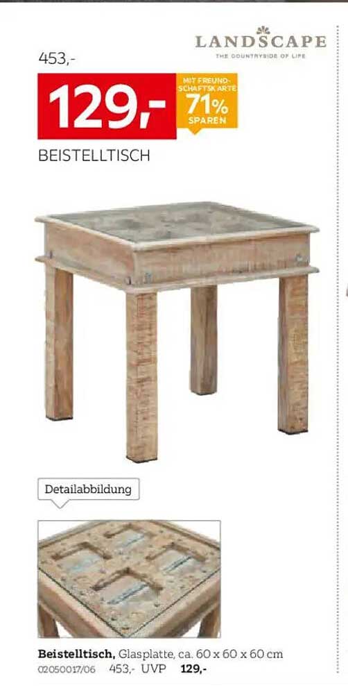 Beistelltisch mit Glasplatte – nur für kurze Zeit!