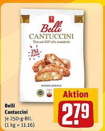 Belli Cantuccini je 250-g-Btl. (1 kg = 11,16 €)
