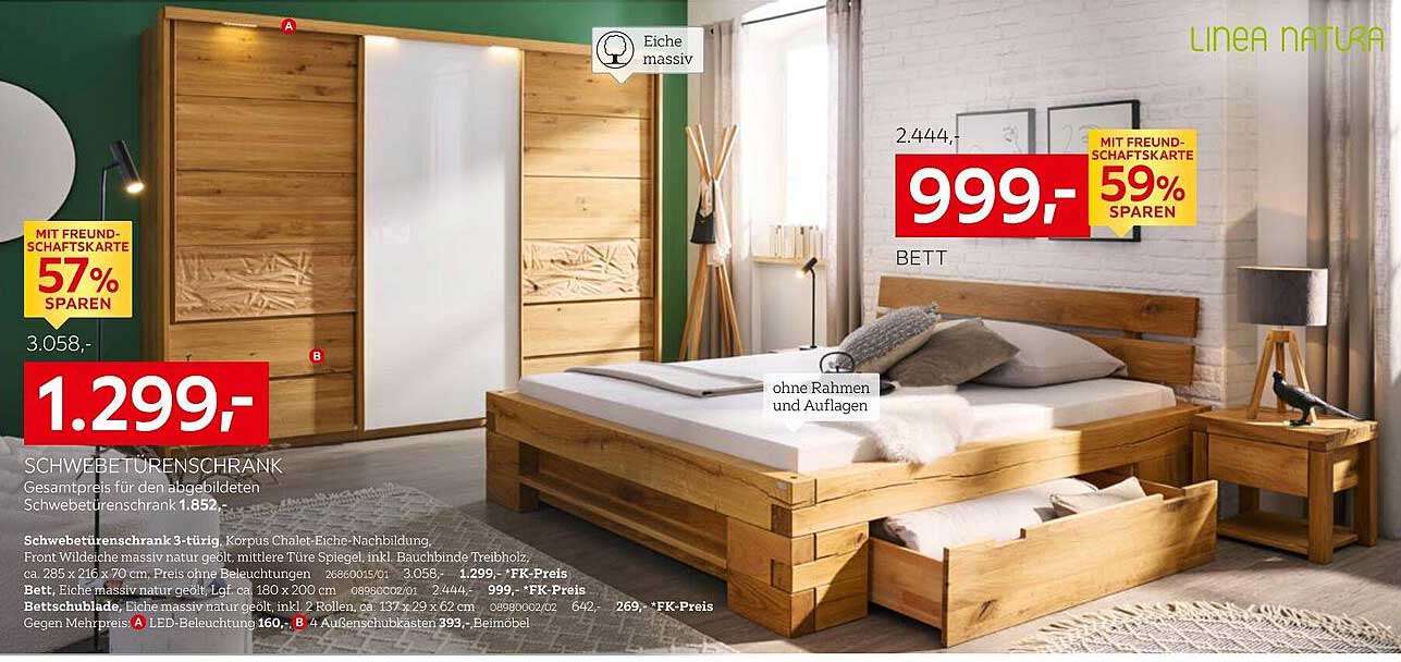 Bett LINEA NATURA mit massiver Eiche - Jetzt zum attraktiven Preis!