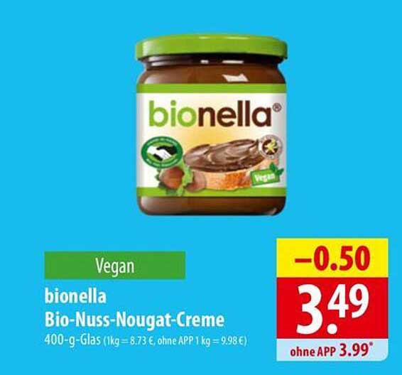 bionella Bio-Nuss-Nougat-Creme 400-g-Glas