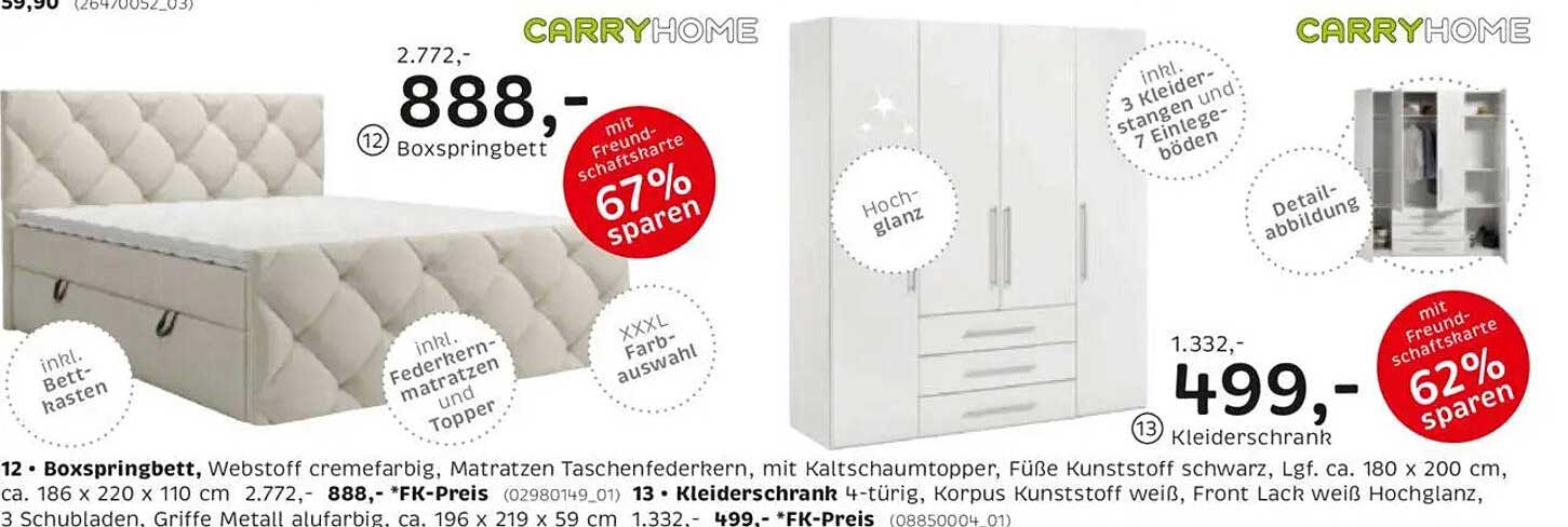 Boxspringbett mit Freundschaftskarte zum Vorzugspreis