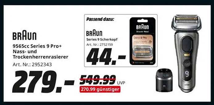 BRAUN 9565cc Series 9 Pro+ Nass- und Trockenrasierer