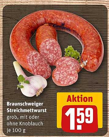 Braunschweiger Streichmettwurst grob, mit oder ohne Knoblauch je 100 g