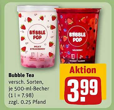 Bubble Tea - verschiedene Sorten, je 500-ml-Becher