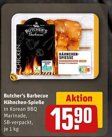 Butcher's Barbecue Hähnchen-Spieße in Korean BBQ Marinade, SB-verpackt, je 1 kg