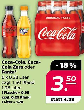 Coca-Cola, Coca-Cola Zero oder Fanta – 6 x 0,33 Liter