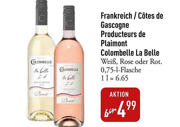 Colombelle La Belle Weiß, Rosé oder Rot 0,75-l-Flasche