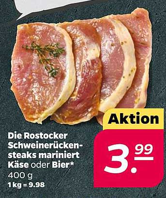 Die Rostocker Schweinerückensteaks mariniert Käse oder Bier 400 g