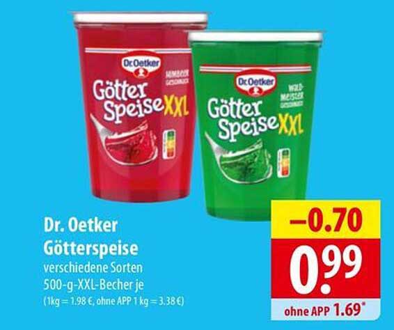 Dr. Oetker Götterspeise verschiedene Sorten 500-g-XXL-Becher je