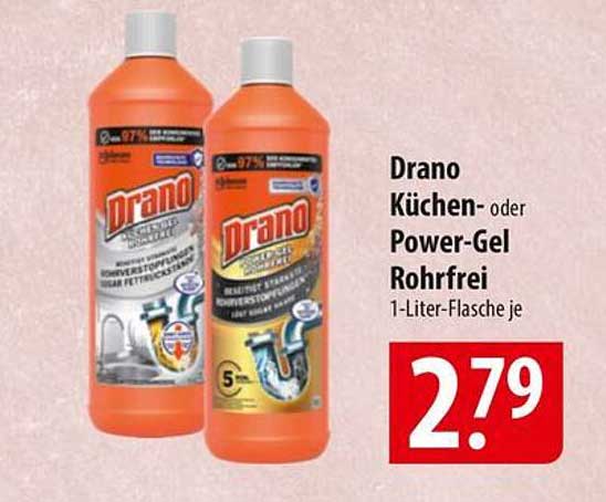 Drano Küchen- oder Power-Gel Rohrfrei 1-Liter-Flasche