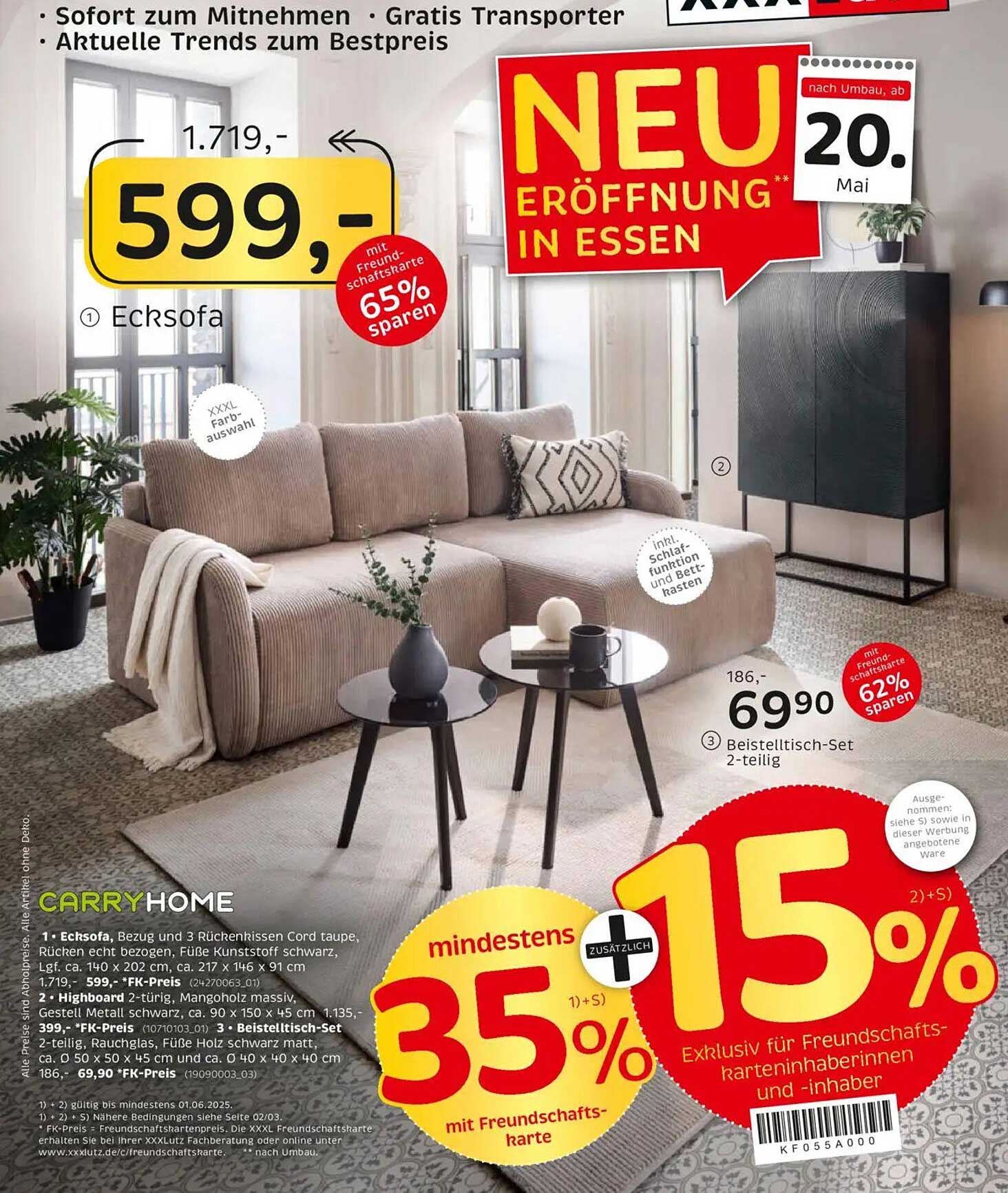 Ecksofa in Taupe mit 65% Rabatt