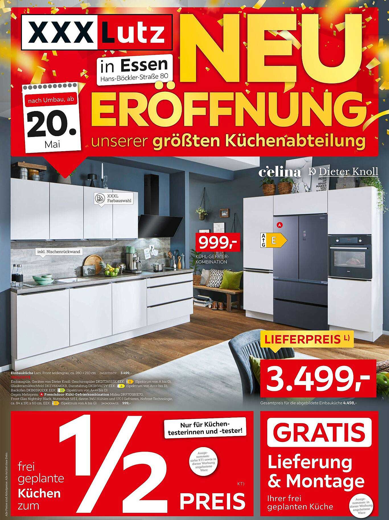 Einbauküche Lars mit Kühlschrank-Gefrier-Kombination
