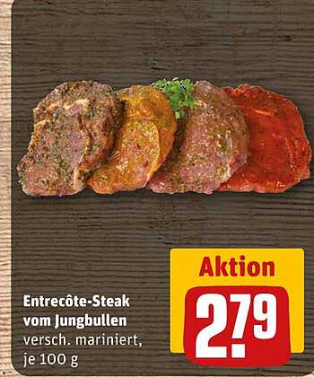 Entrecôte-Steak vom Jungbullen, verschieden mariniert, je 100 g