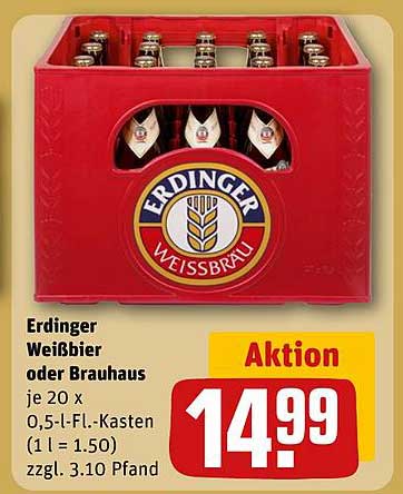Erdinger Weißbier oder Brauhaus 20 x 0,5 l-Fl.-Kasten