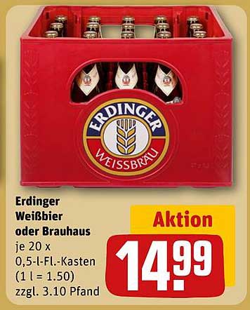 Erdinger Weißbier oder Brauhaus 20 x 0,5-Liter-Kasten