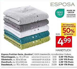ESPOSA Frottier-Serie „Quattro“ Handtuch