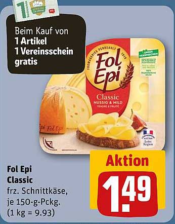 Fol Epi Classic frz. Schnittkäse, je 150-g-Pack.