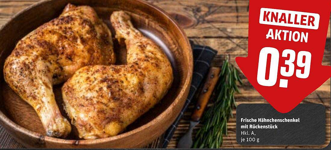 Frische Hähnchenschenkel mit Rückenstück