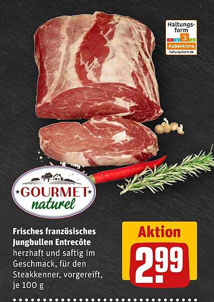Frisches französisches Jungbullen Entrecôte - Aktionspreis