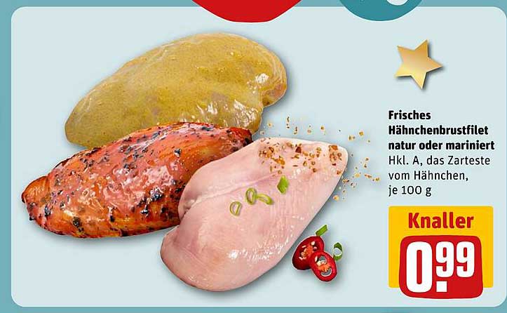 Frisches Hähnchenbrustfilet natur oder mariniert - Knaller Preis!