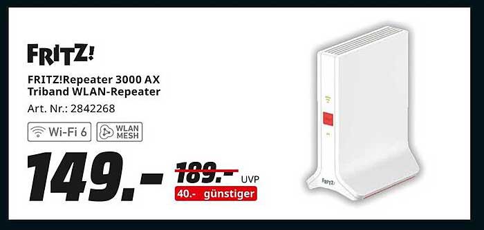 FRITZ!Repeater 3000 AX Triband WLAN-Repeater