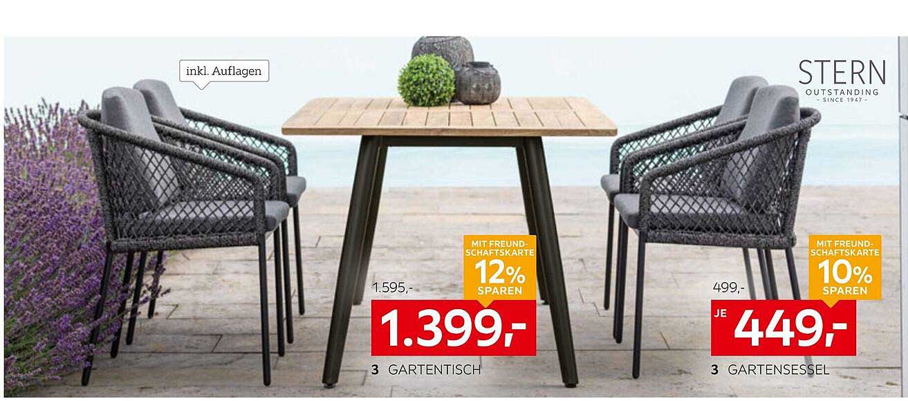 Gartentisch und Gartenstuhl Set von Stern