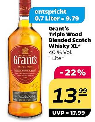 Grant’s Triple Wood Blended Scotch Whisky XL 1 Liter