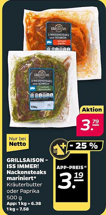 GRILLSAISON - ISS IMMER! Nackensteaks mariniert*