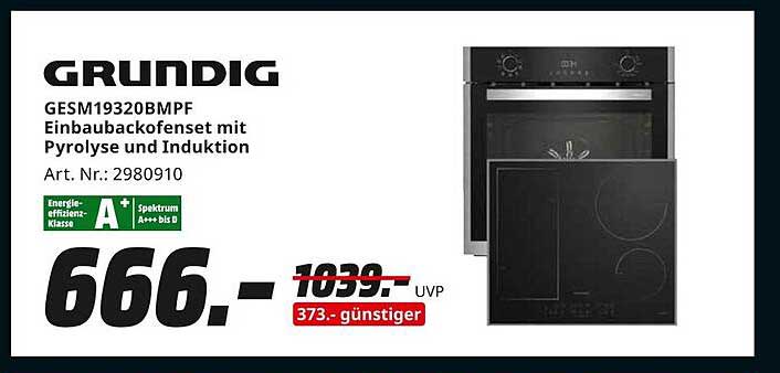 GRUNDIG GESM19320BMPF Einbaubackofenset mit Pyrolyse und Induktion