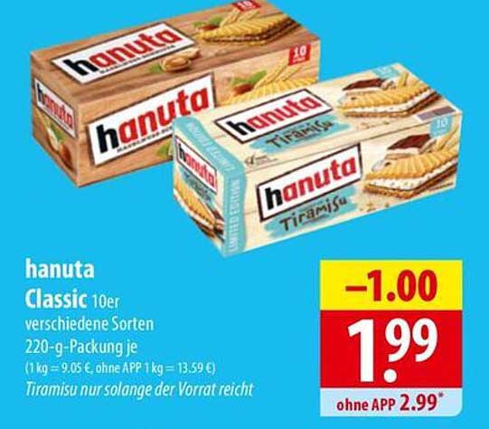 hanuta Classic 10er in verschiedenen Sorten, 220-g-Packung
