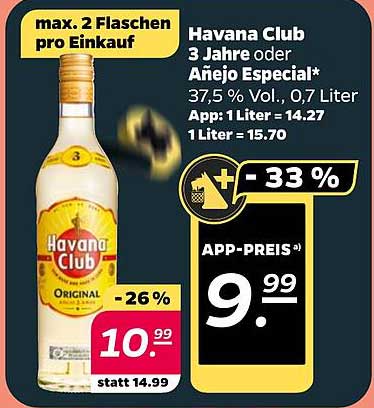 Havana Club 3 Jahre oder Añejo Especial - 0,7 Liter, jetzt zum Sparpreis!