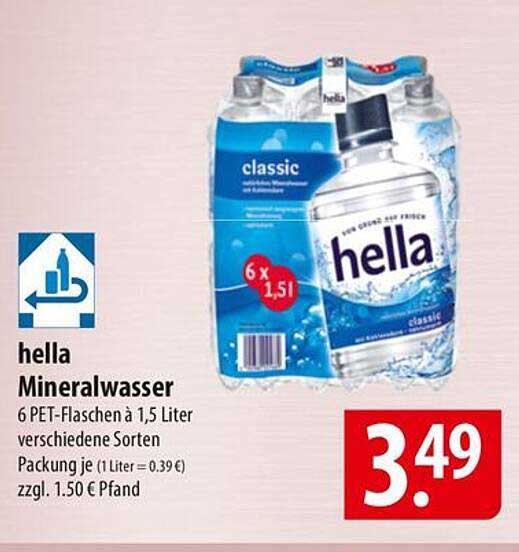 hella Mineralwasser 6 PET-Flaschen à 1,5 Liter