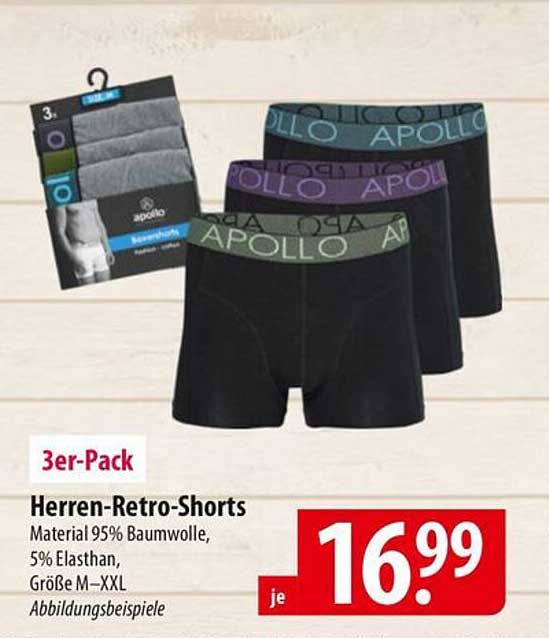 Herren-Retro-Shorts 3er-Pack