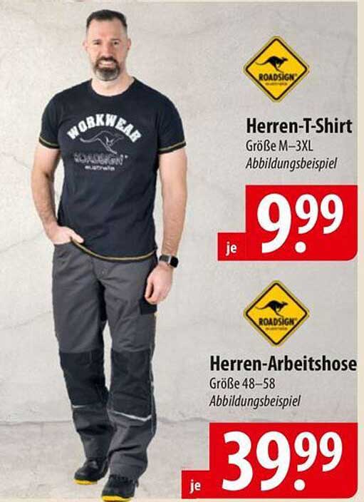 Herren-T-Shirt und Herren-Arbeitshose von Roadsign