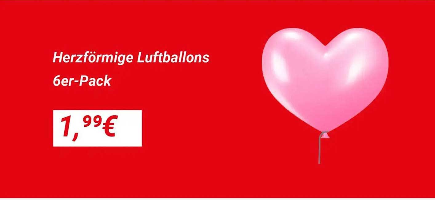 Herzförmige Luftballons 6er-Pack
