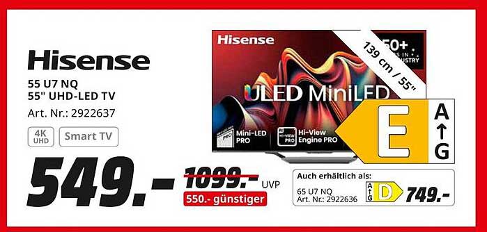 Hisense 55 U7 NQ 55" UHD-LED TV