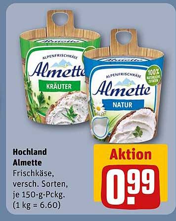 Hochland Almette Frischkäse, verschiedene Sorten, je 150-g-Pckg.