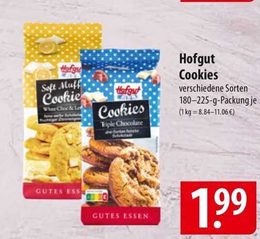 Hofgut Cookies verschiedene Sorten 180–225-g-Packung je